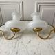 Pair of opaline tulip appliques on brass support 40-50s