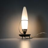 Lamp tripod teak and opaline 1960