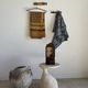 Small coat hook with two round button hooks in pine H5