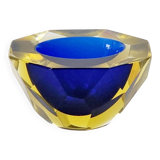 Cendrier/bol Sommerso en verre de Murano à facettes diamantées par Mandruzzato, années 1970