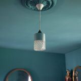 Vintage pendant light, glass and metal pendant light, ceiling lamp, interior decoration