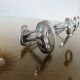 Chrome metal wall coat rack with 4 hooks, 57cm, 1970, vintage