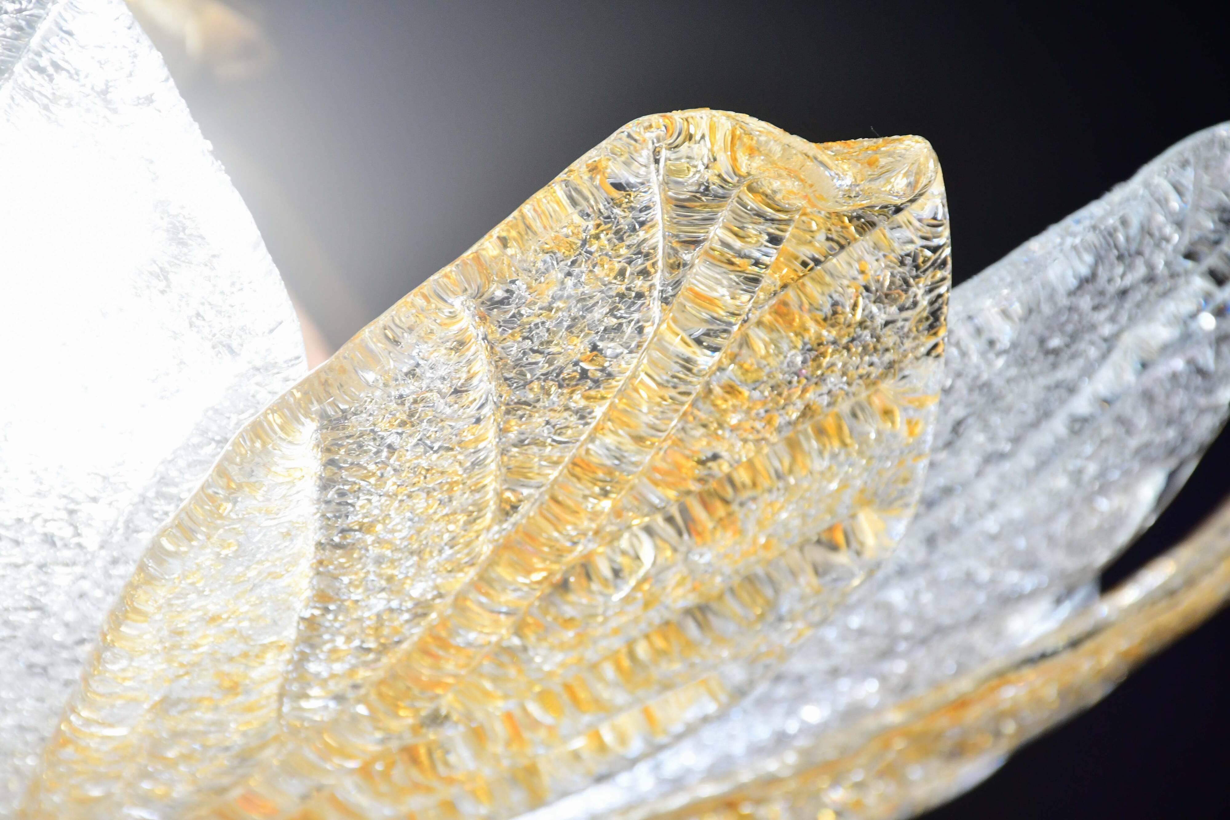 Petite vintage Italian Murano glass amber and transparent ceiling light