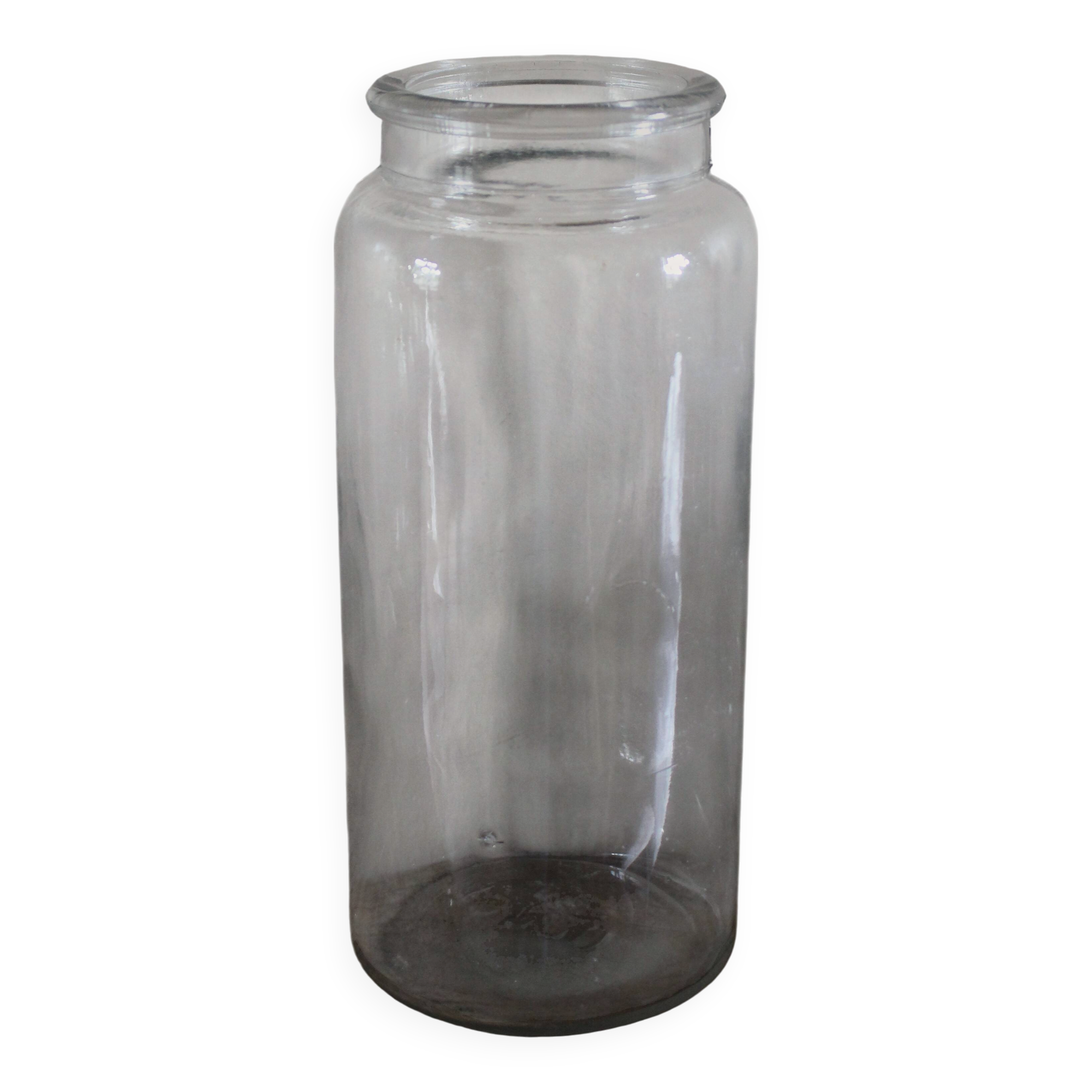 Large antique transparent glass bottle vase