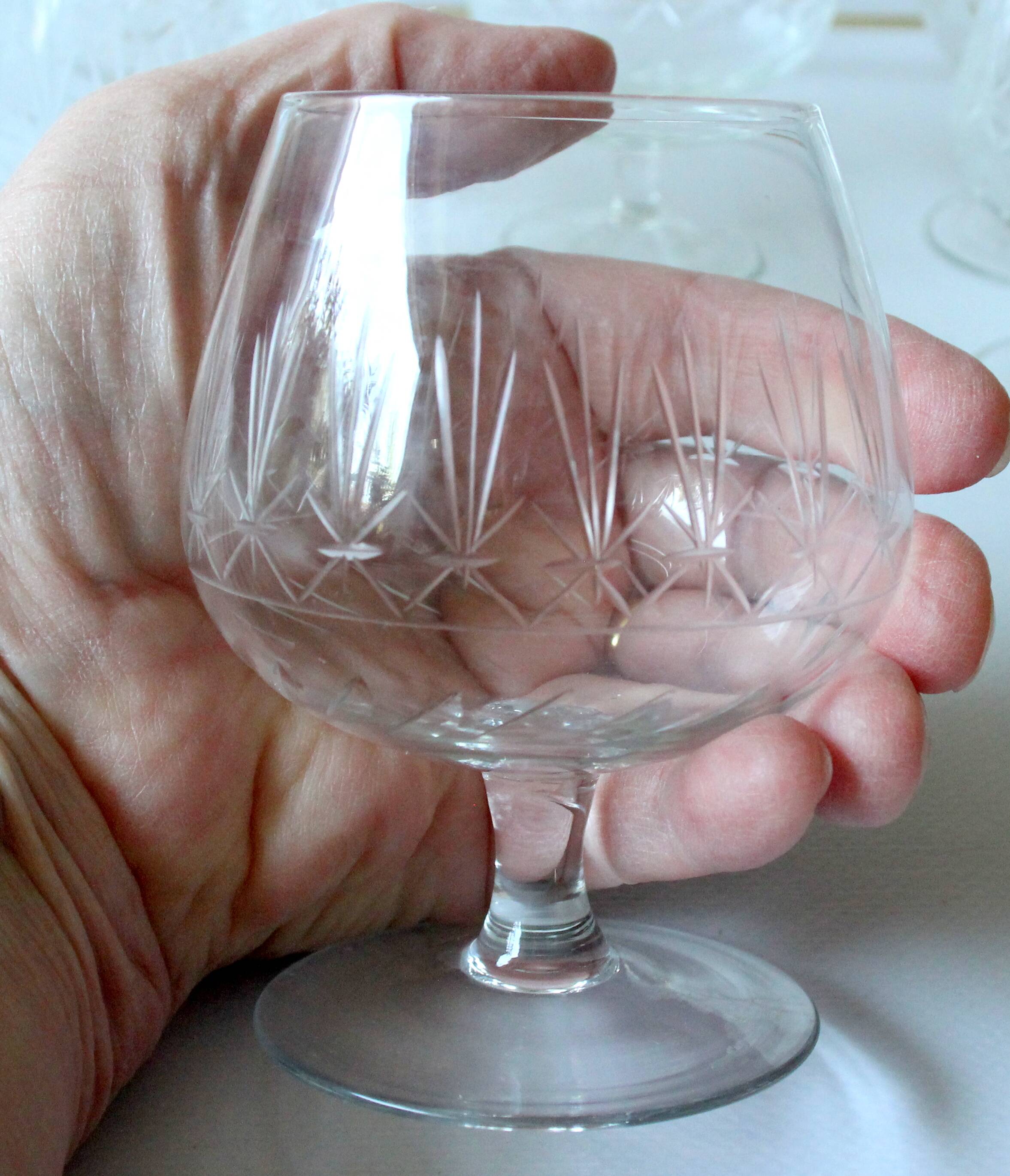 1950s - 6 cognac glasses on a brass tray as a set - Vintage