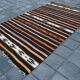 %100 Wool Striped Moroccan Pattern Turkish Kilim Rug, 181x305 Cm