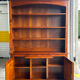 Solid cherry wood library with sliding writing desk - 20th century