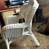 Fauteuil rotin blanc