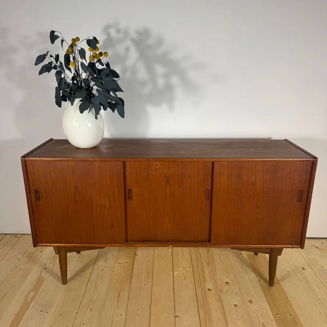 Teak sideboard with sliding doors – vintage Scandinavian design