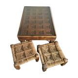 Indian coffee table and two stools