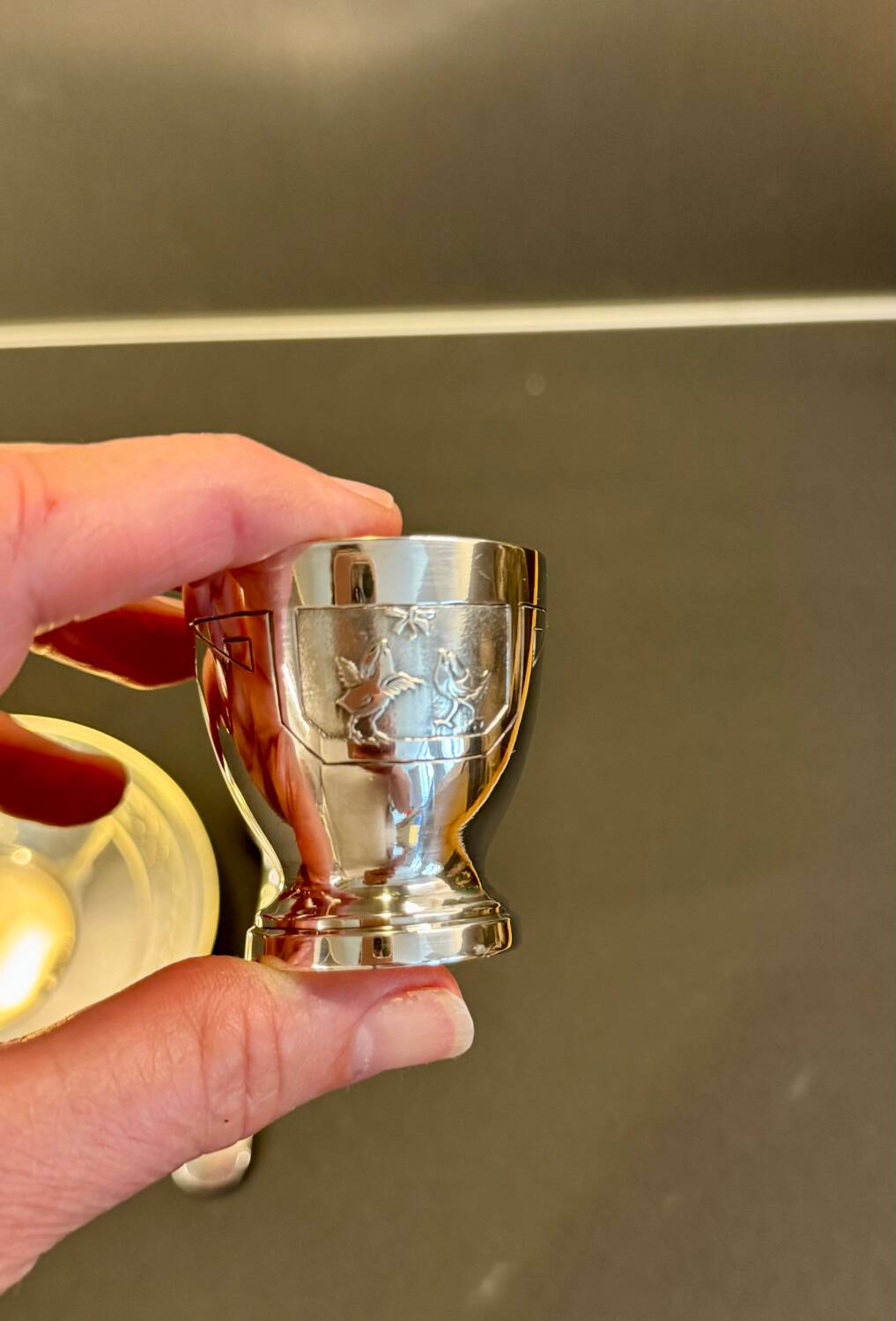 Silver-plated egg cup