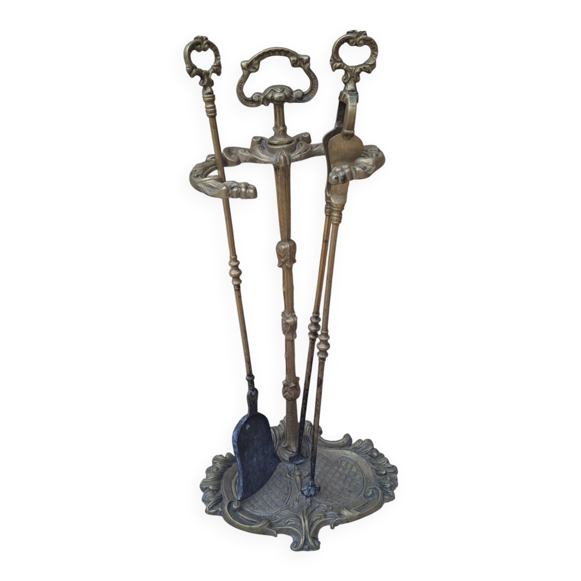 Bronze fireplace tool set