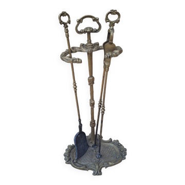 Bronze fireplace tool set