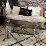 Chromium coffee table and 1970s smoked glass