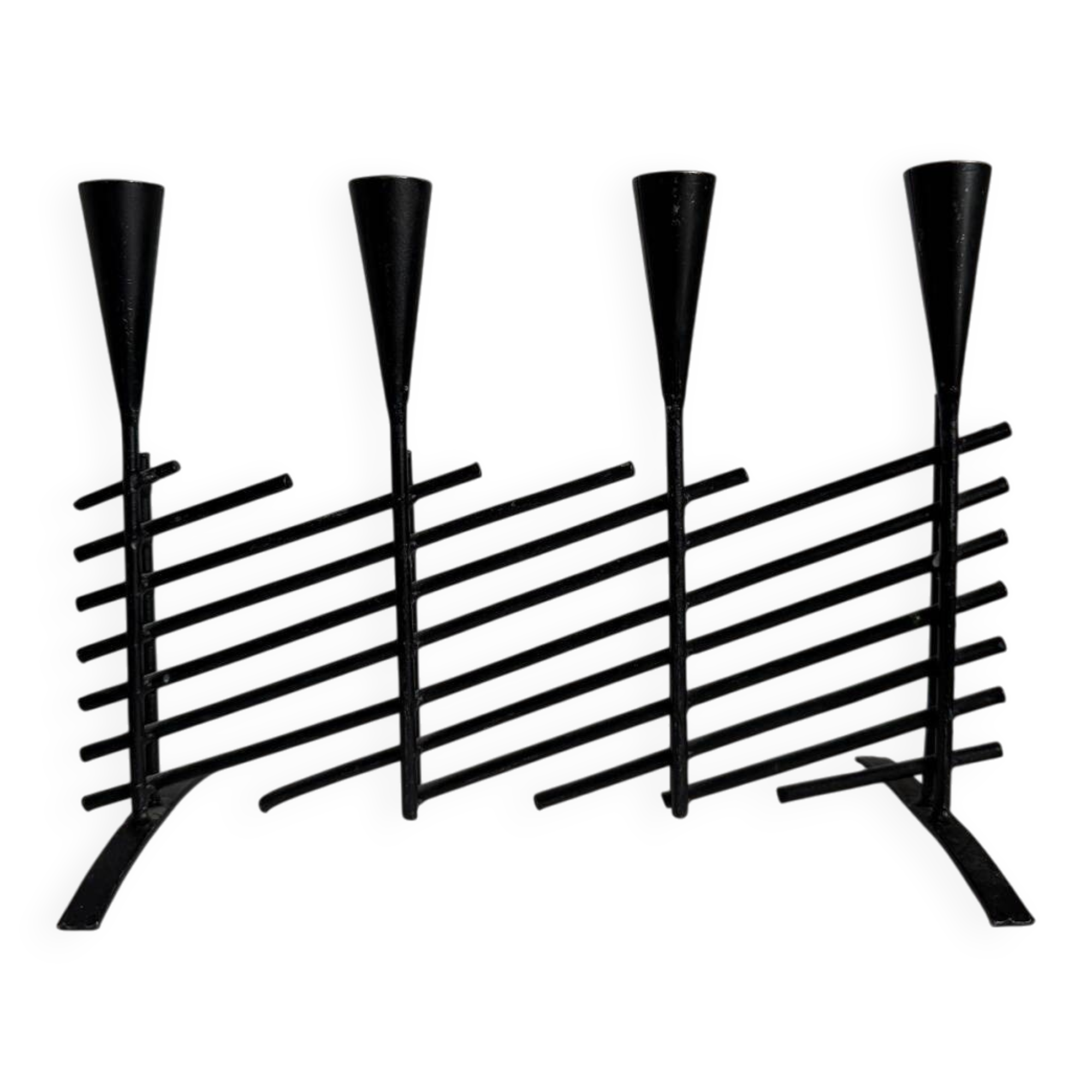 Vintage brutalist candelabrum in black metal