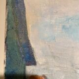 Old painting, urban landscape, signed and dated 80
