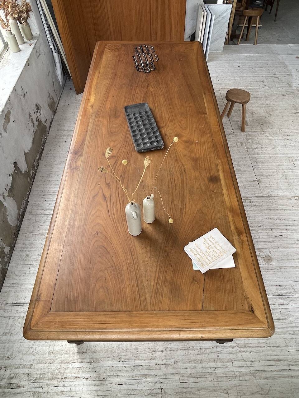 Solid walnut farmhouse castle table 1900 XXL