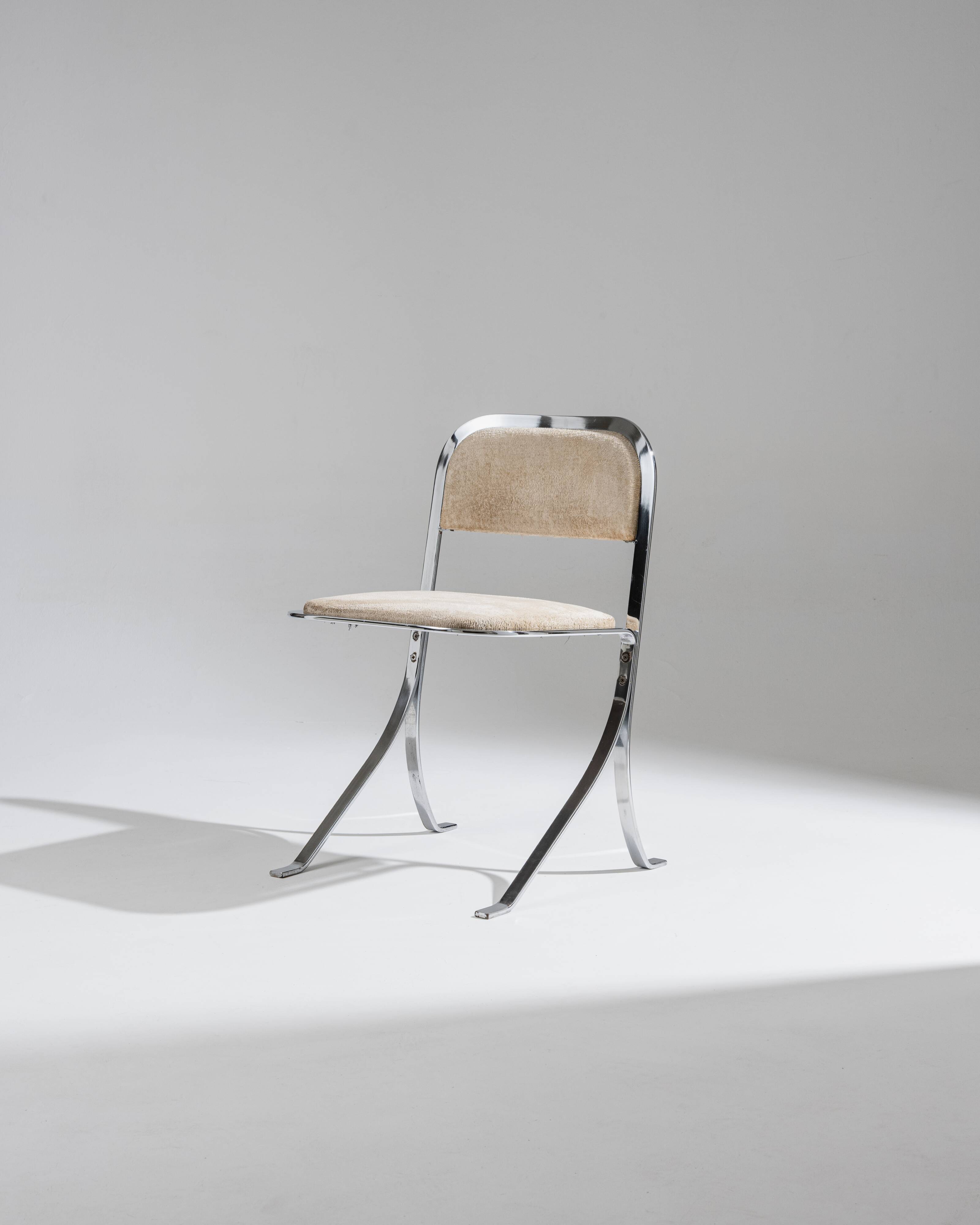 Set de 4 chaises en métal chromé et velours, 1970s