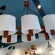 Scandinavian teak and perspex chandelier
