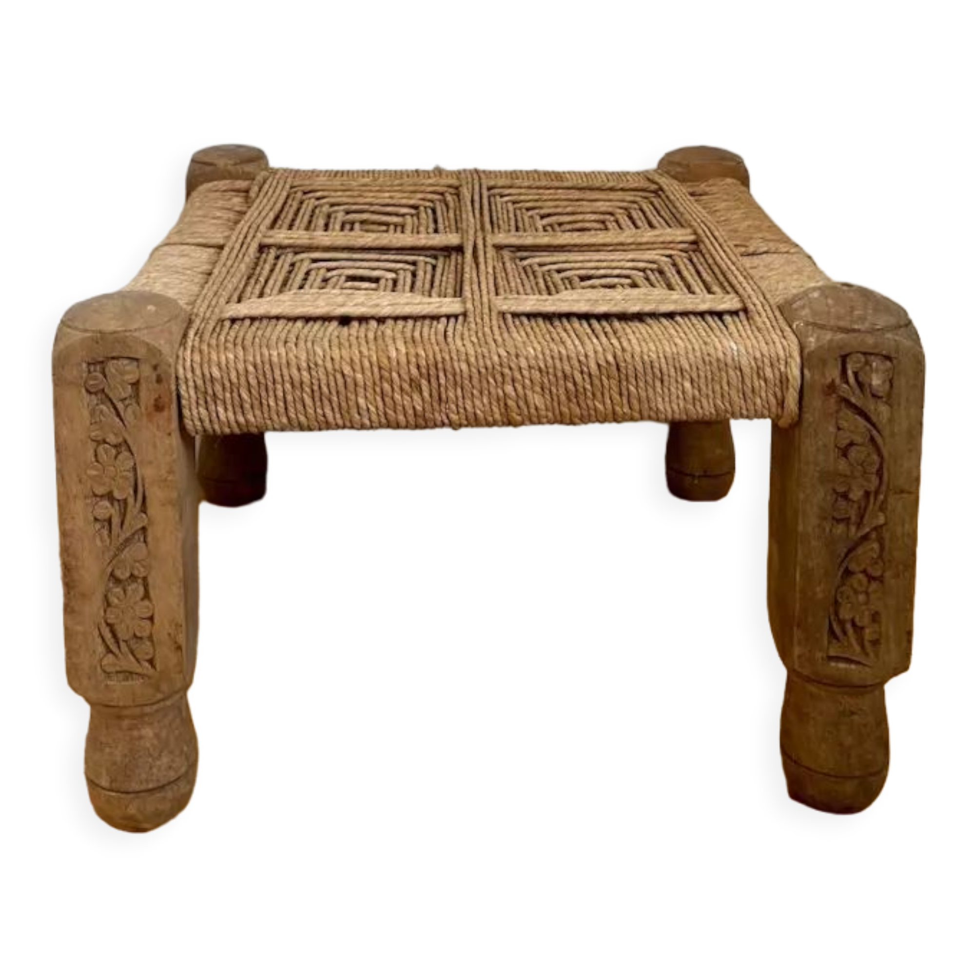 Tabouret de bar marocain - Corde tressée en doum