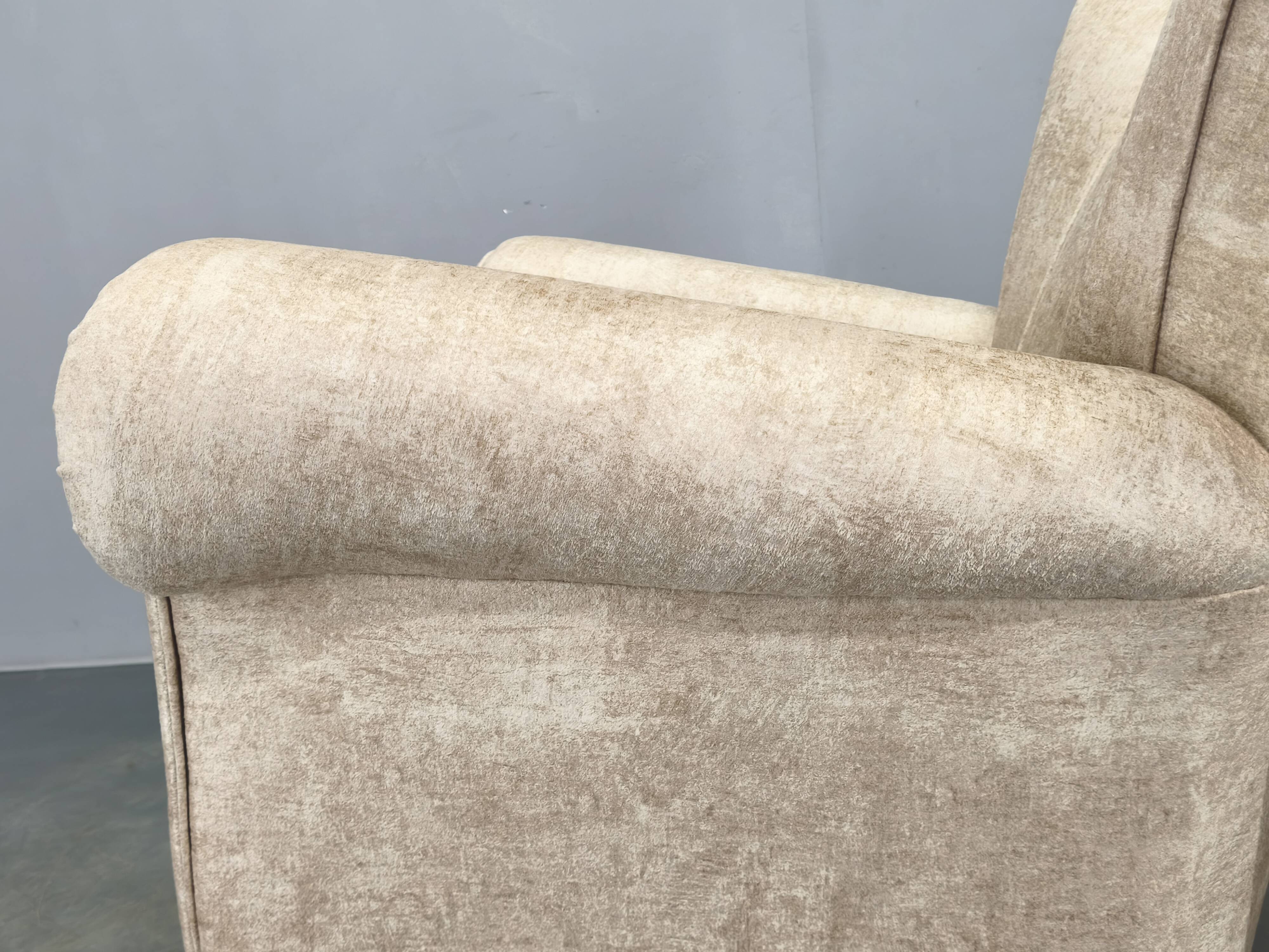 Italian Mid Century Velvet Lounge Armchair, 1950s