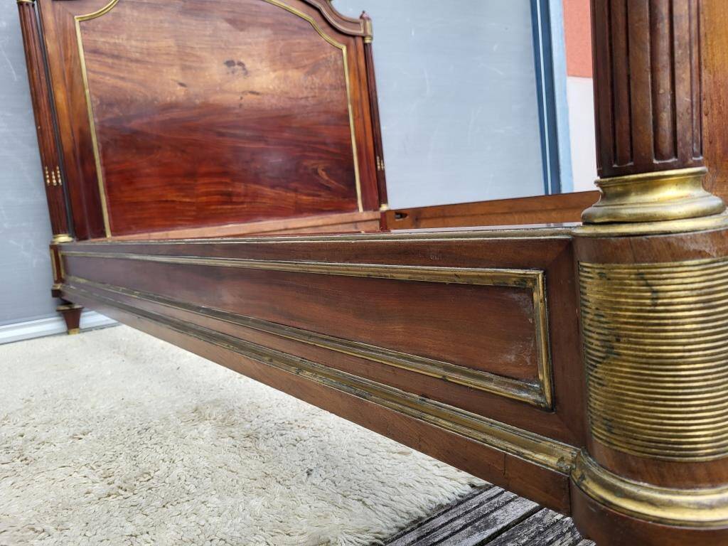Napoleon bed in mahogany and gilded brass, Empire style