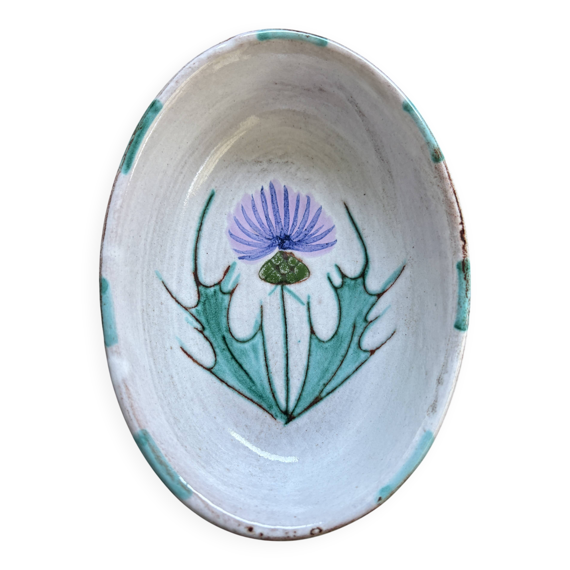 Small Vallauris dish with thistle