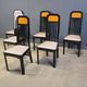Vintage burl wood and lacquer dining chairs, 1980s