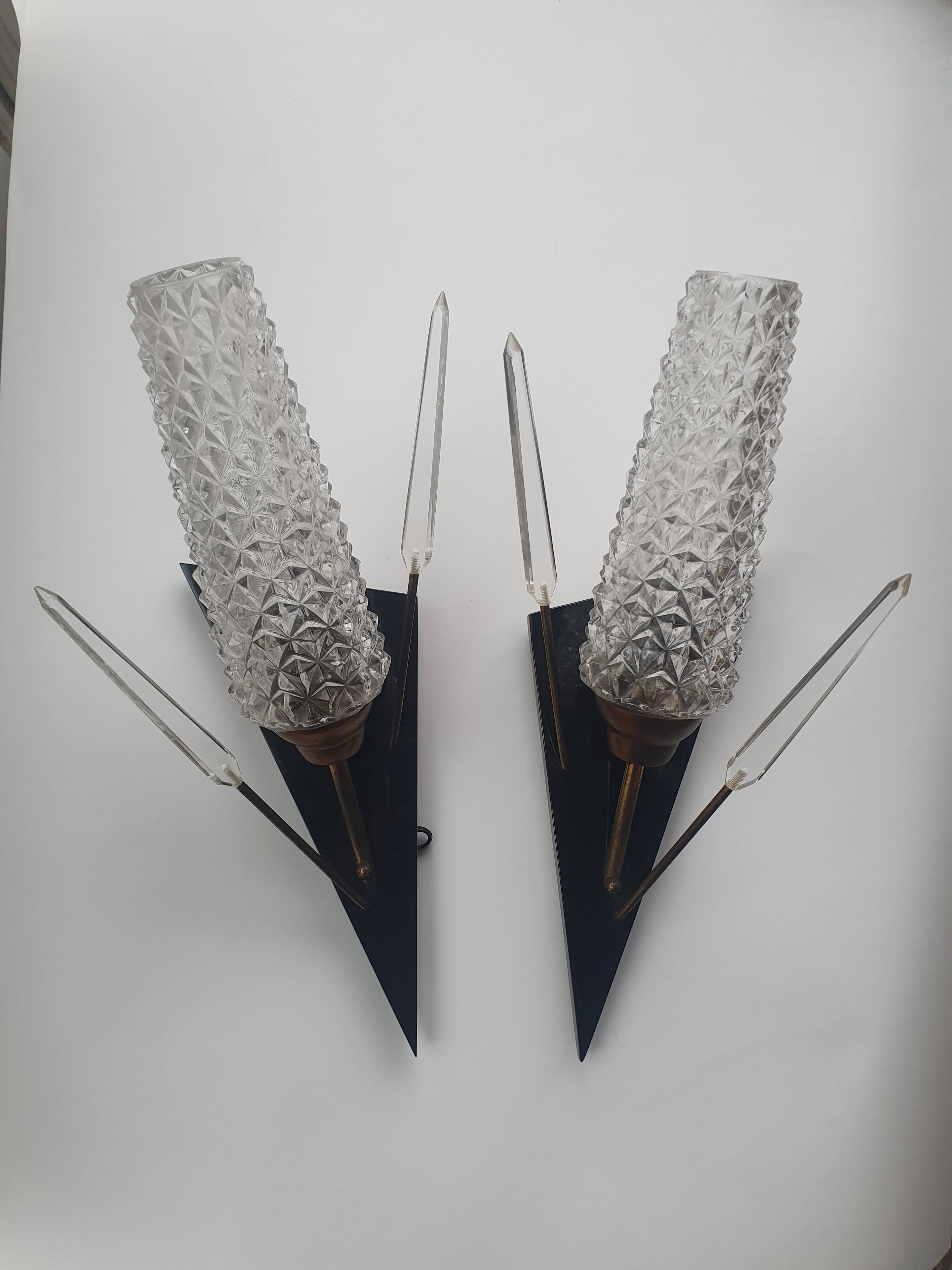 Pair of antique tulip arrow wall sconces