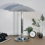 Mushroom lamp, chrome metal saucer, Aluminor, France, 1970