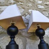 Pair of turned wooden lamps