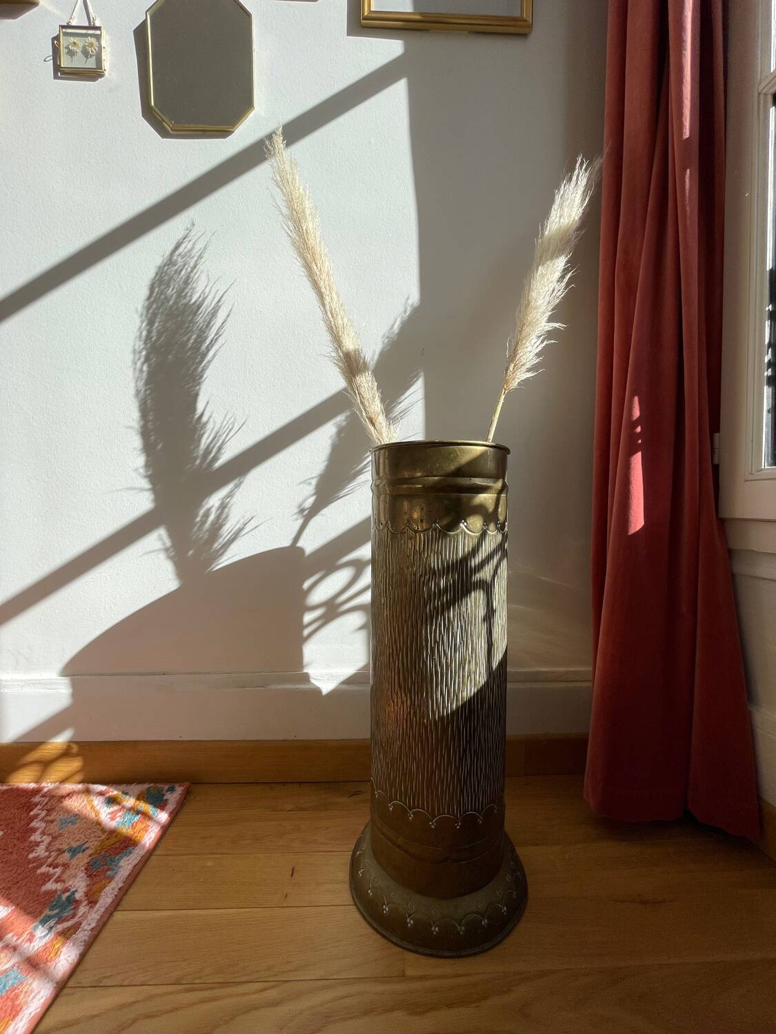 Gold metal umbrella stand