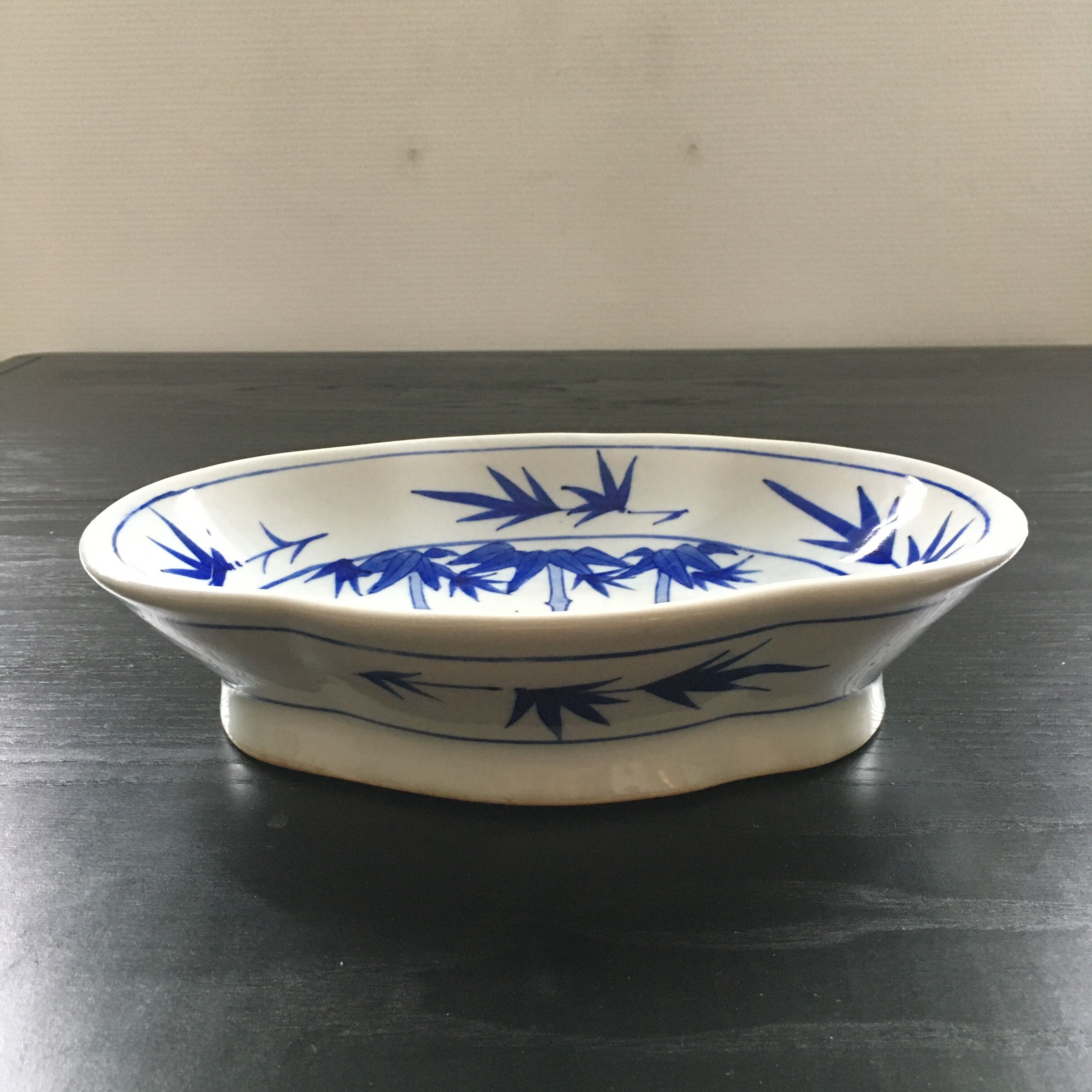 Coupe chinoise décor bambous bleus