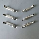 6 duck-shaped knife holders in silver metal with flower holder, Art Deco