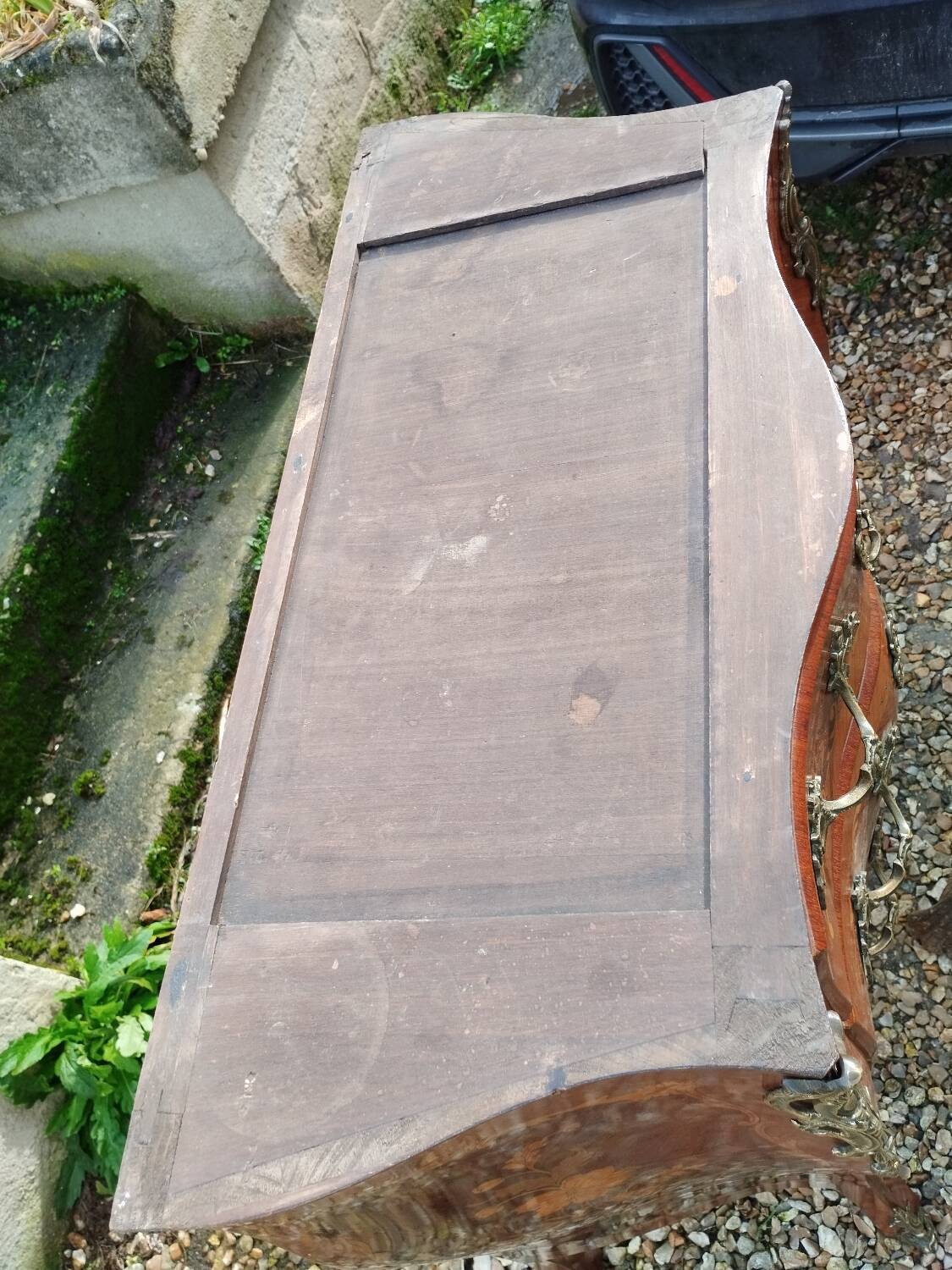 Louis xv style marble top marquetry chest of drawers