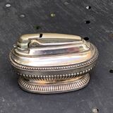 Refillable table lighter in silver metal, ronson stamp, shuttle-shaped, vintage 1960