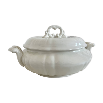 Vintage white porcelain soup tureen, classic French style