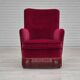 Fauteuil danois des années 1970, très bon état d'origine, mobilier en velours.