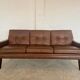 Vintage Danish retro Svend Skipper 3 person sofa in chestnut brown leather