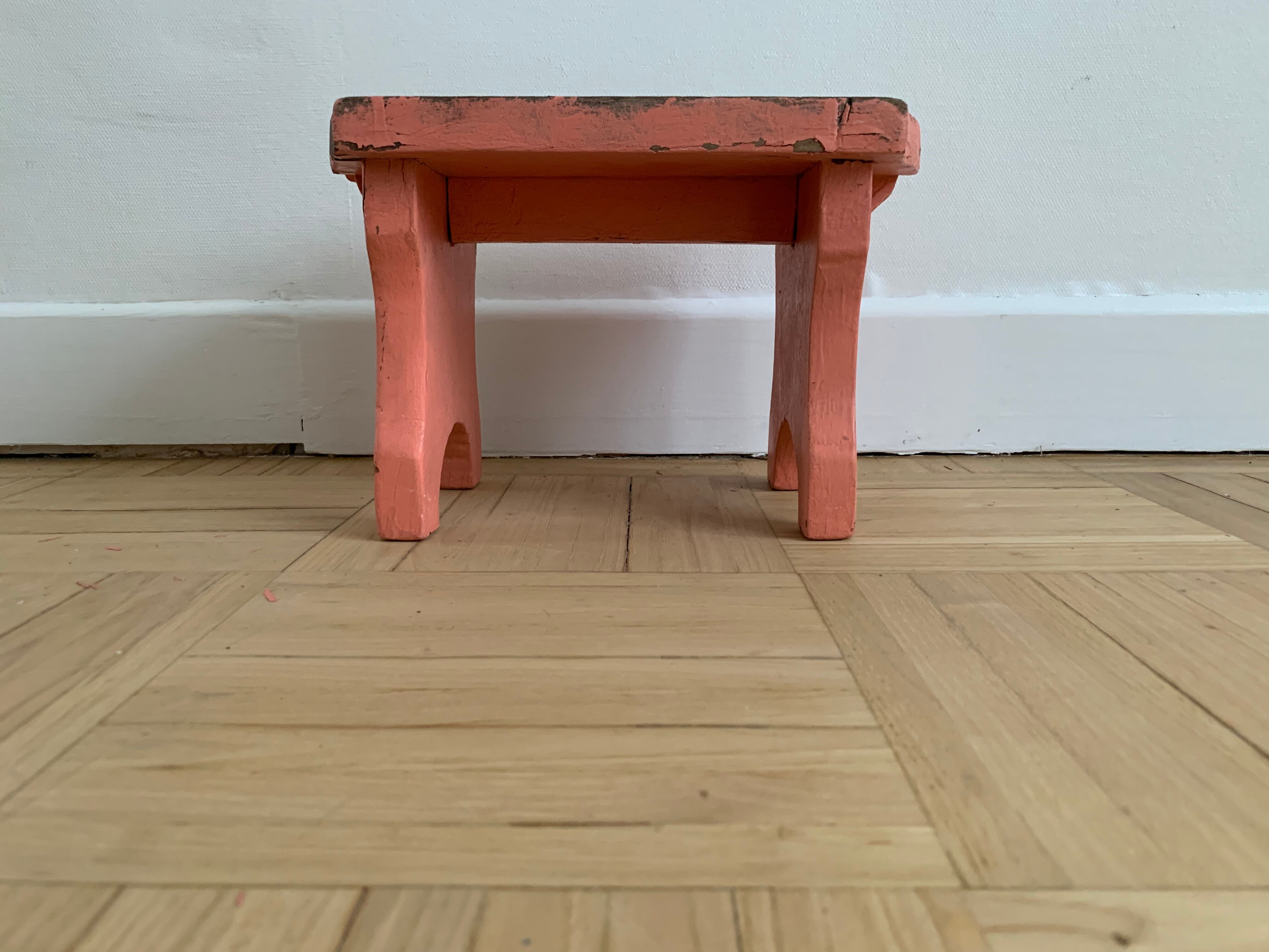 Small step foot in old wood