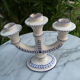 🕯️ 3-branch chandelier in handcrafted earthenware – Blue and white decor