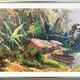 REMILANDOU, HSP landscape fisherman’s cabin Congo signed 20th century