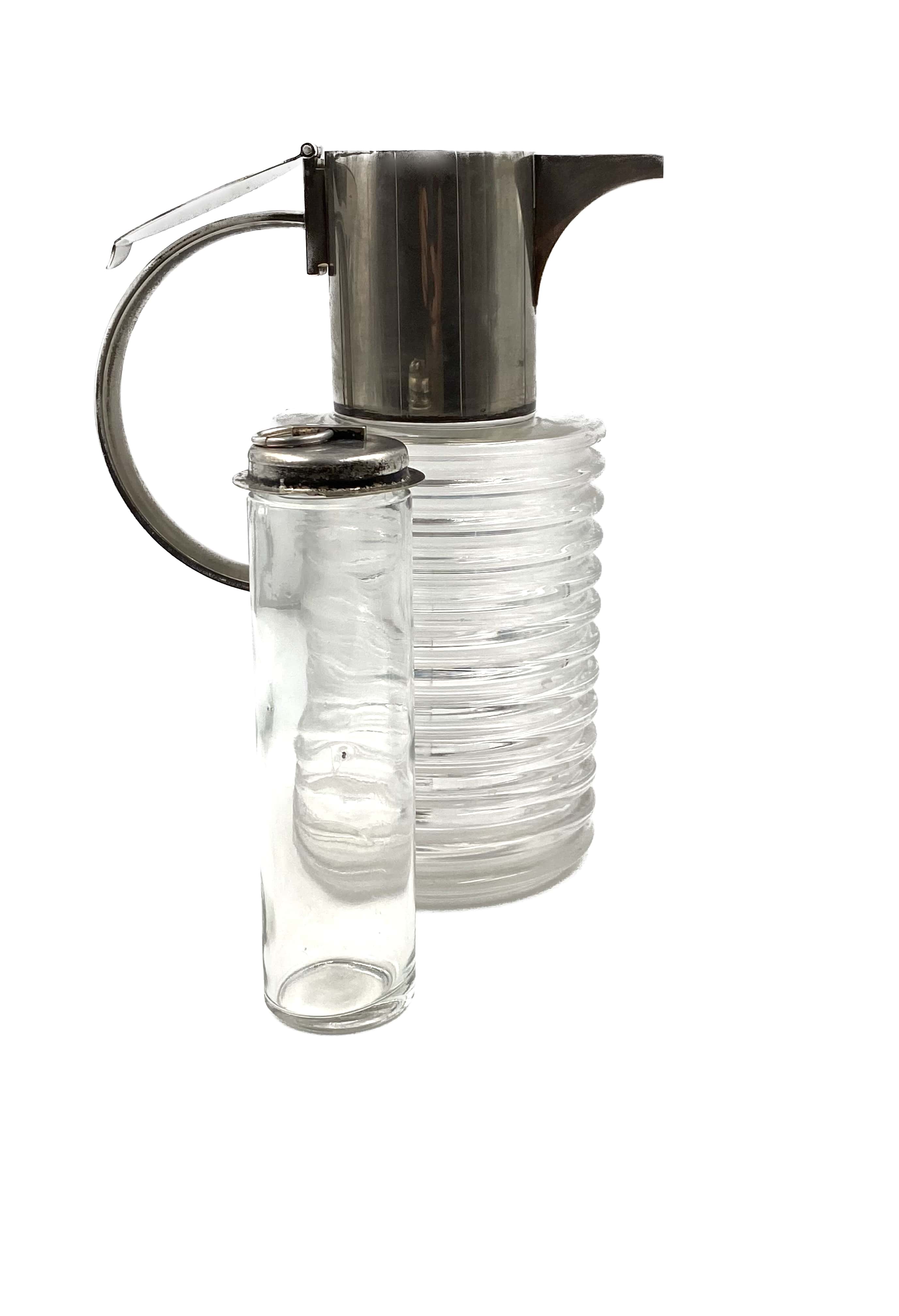 Sergio Asti silverplated and glass jug  Arnolfo di Cambio 1968