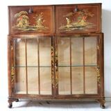 Cocktail bar furniture Tunbridge of London in brown and yellow wood, hand-painted, 1950s.