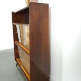 Donker vintage fineer design vitrinekast Jirak, boekenkast