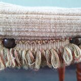 Wooden footrest with fringed fabric upholstery, 1970
