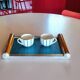 Art deco tray, glass, wood and metal 1930