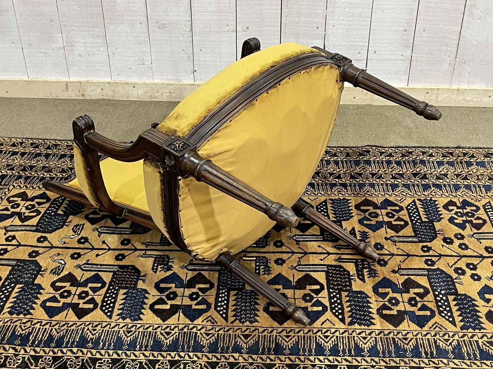 Louis XVI style armchair in beech, late 19th century