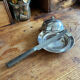 Old stamped silver metal butter dish