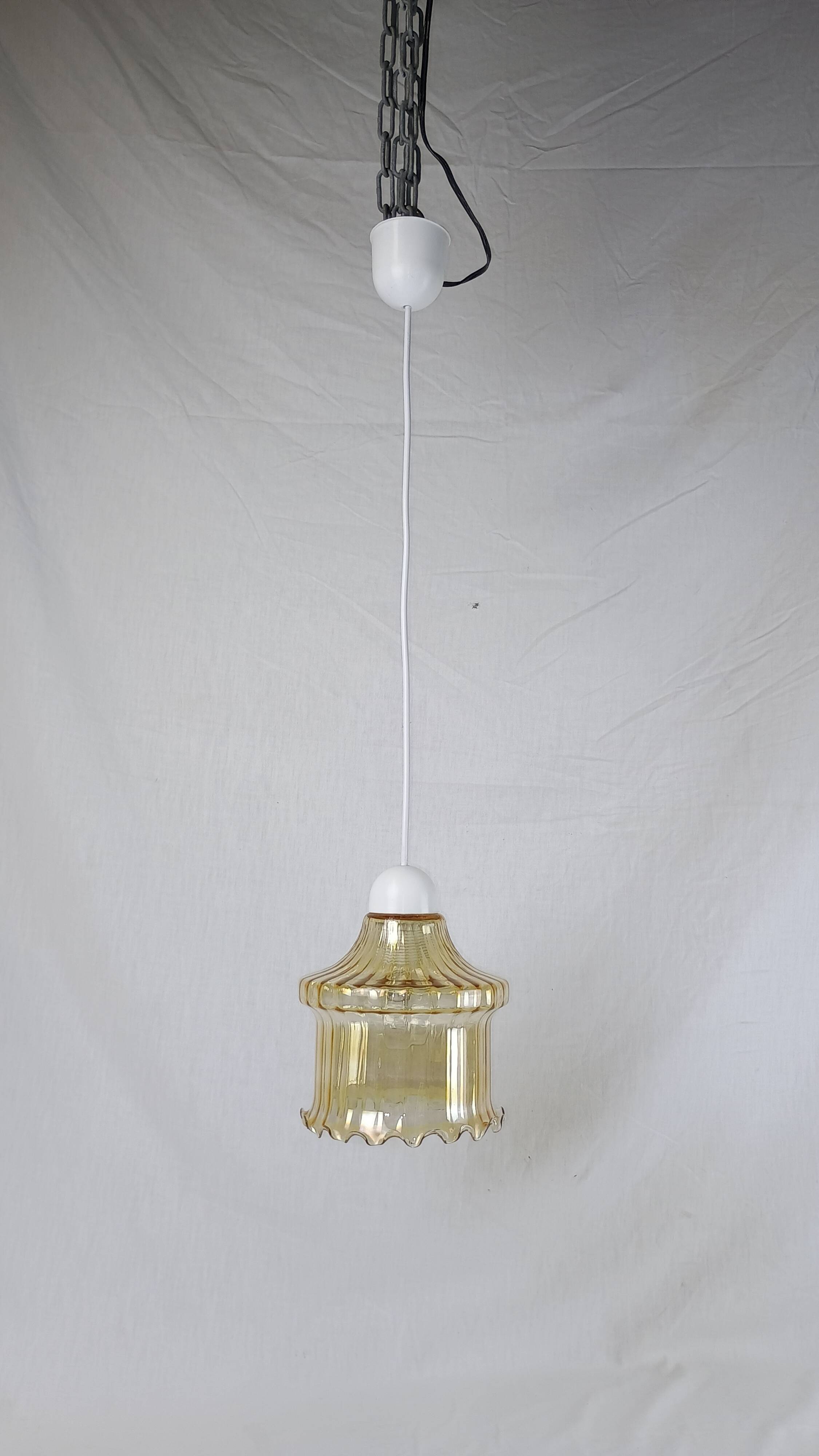 Venini Vintage Murano Glass Amber Pendant Light